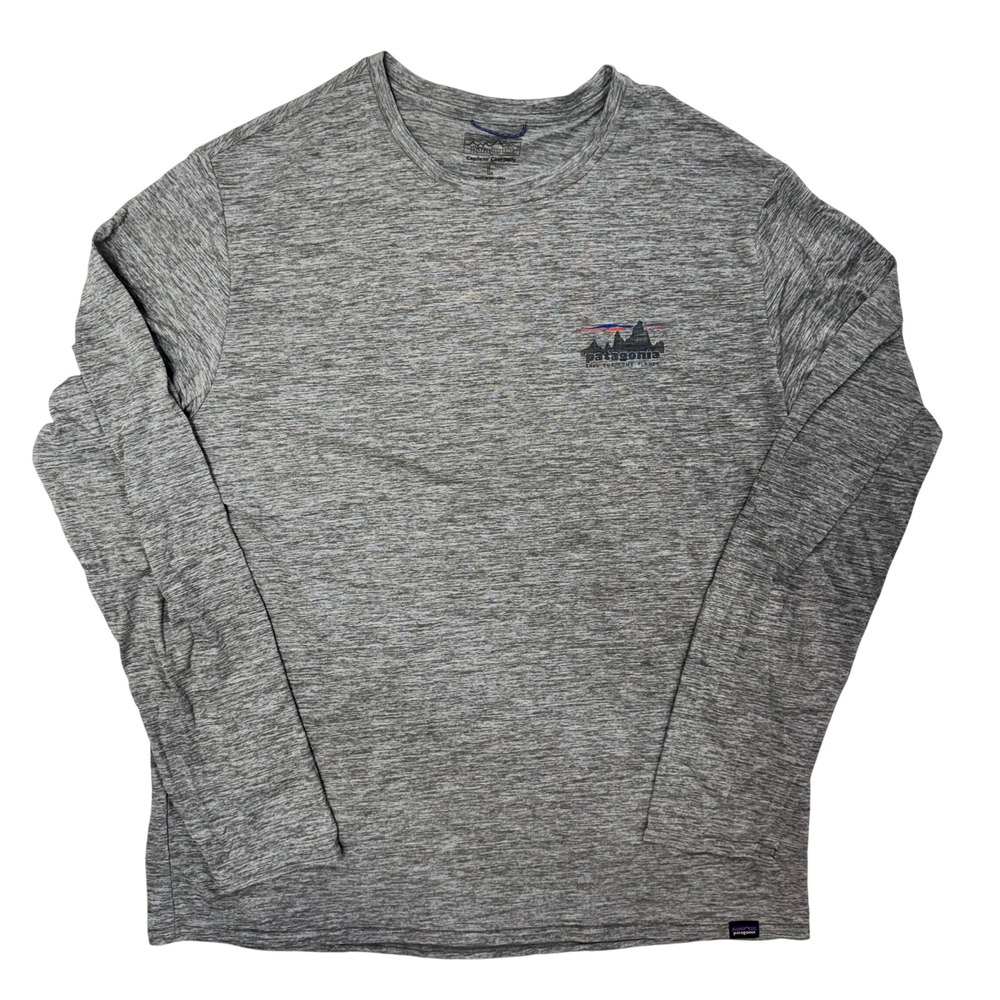 Patagonia Mens Capilene Cool Daily Graphic Long Sleeve Shirt Grey L